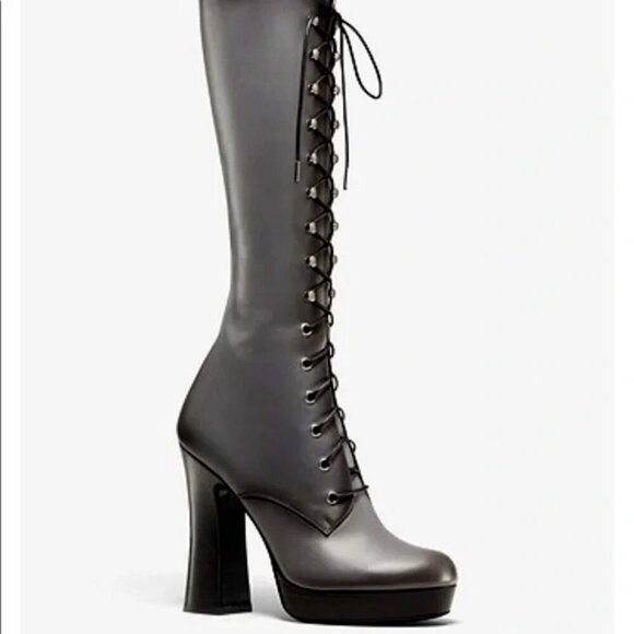 NWT MICHAEL KORS COLLECTION LTD ED Deandra Boot Lace-up Platform 9 MSRP $1495 - Picture 3 of 12